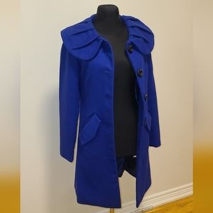 AGNES B Vibrat Blue wool blend coat With Oversized Round Collar